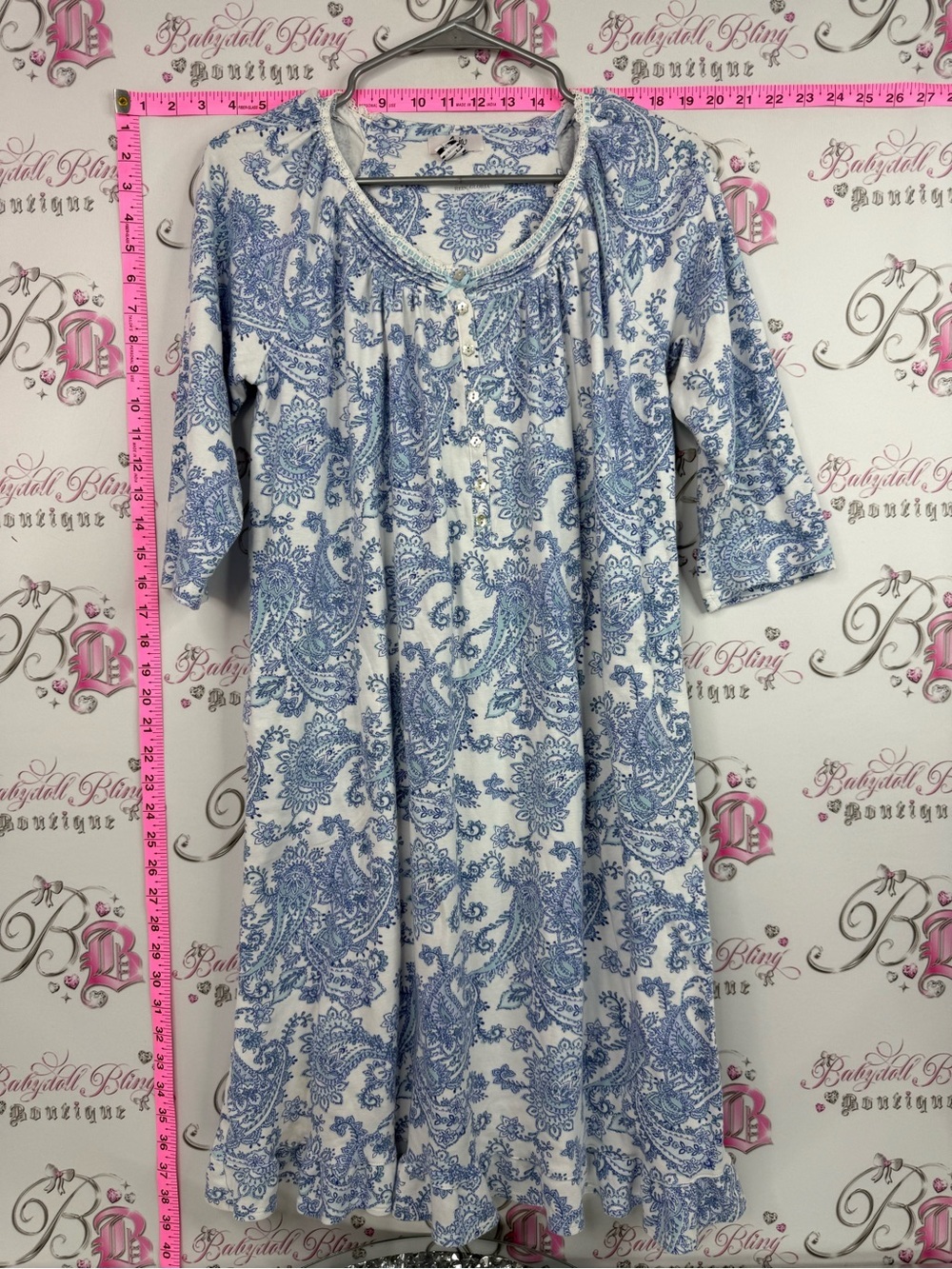 Aria dress button up style floral Blue and White Paisley comfy Dress